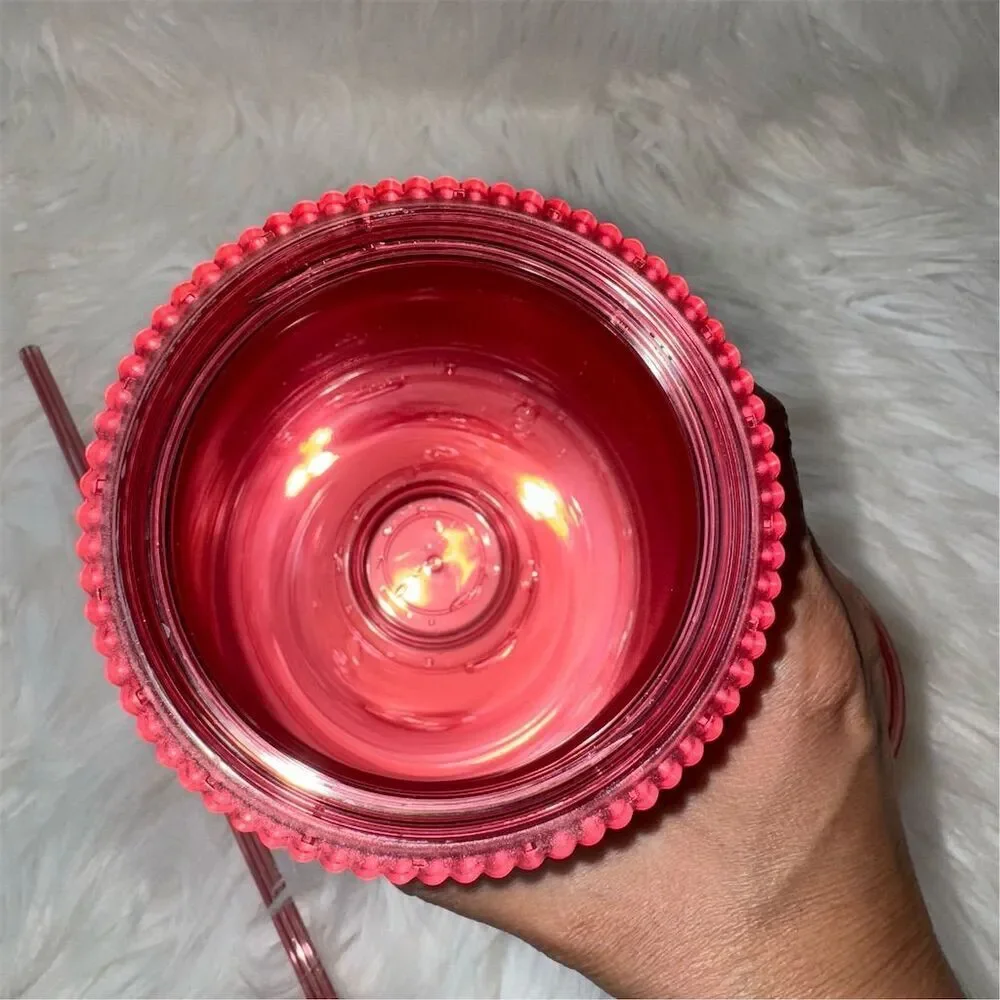 Starbucks‎ 24oz Pink Shimmer Shell Mermaid Cold Cup Tumbler with Straw